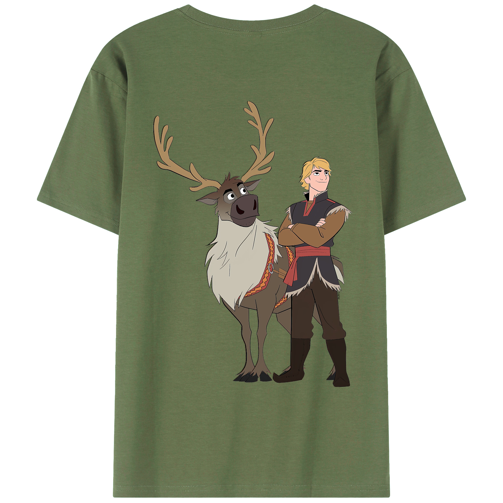 （画像用） アナと雪の女王 アンナ エルサ Frozen Anna Elsa 綿100％ メンズ半袖Tシャツ（バックプリント） 通気性